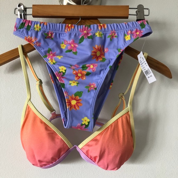 PacSun Ombré Floral Bikini Set Sz S - Picture 9 of 9